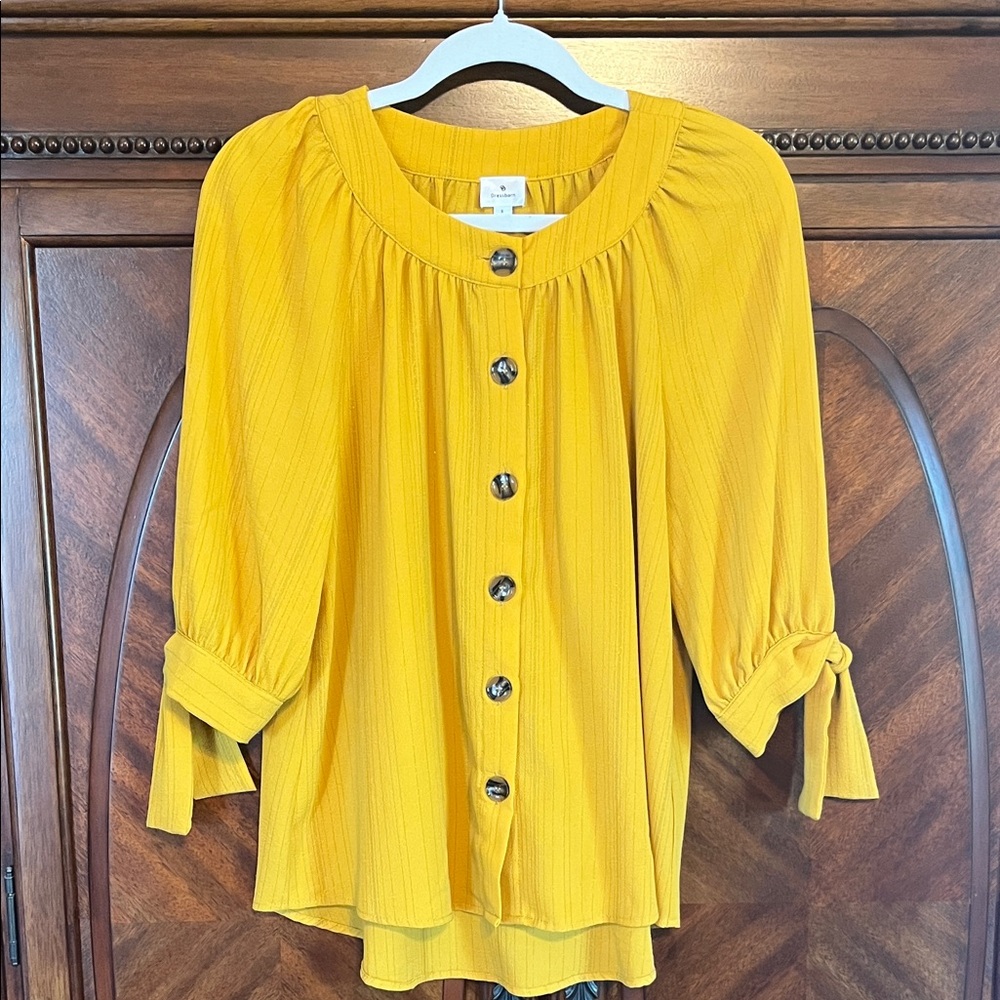 Dressbarn Golden Button-Up Blouse